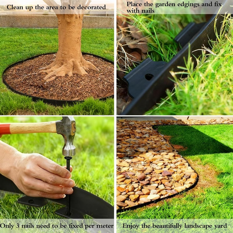 maebeacae Landscape Edging Border 33FTx 4 Inch Tall, Plastic Garden Borders Edging with 30 Spikes,Flexible Lawn Edging Edge for Garden,Grass,Flower Beds, Yard, Paver,Pathway-Black - Image 3